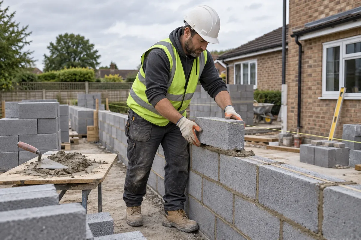 Blockwork construction specialist at work