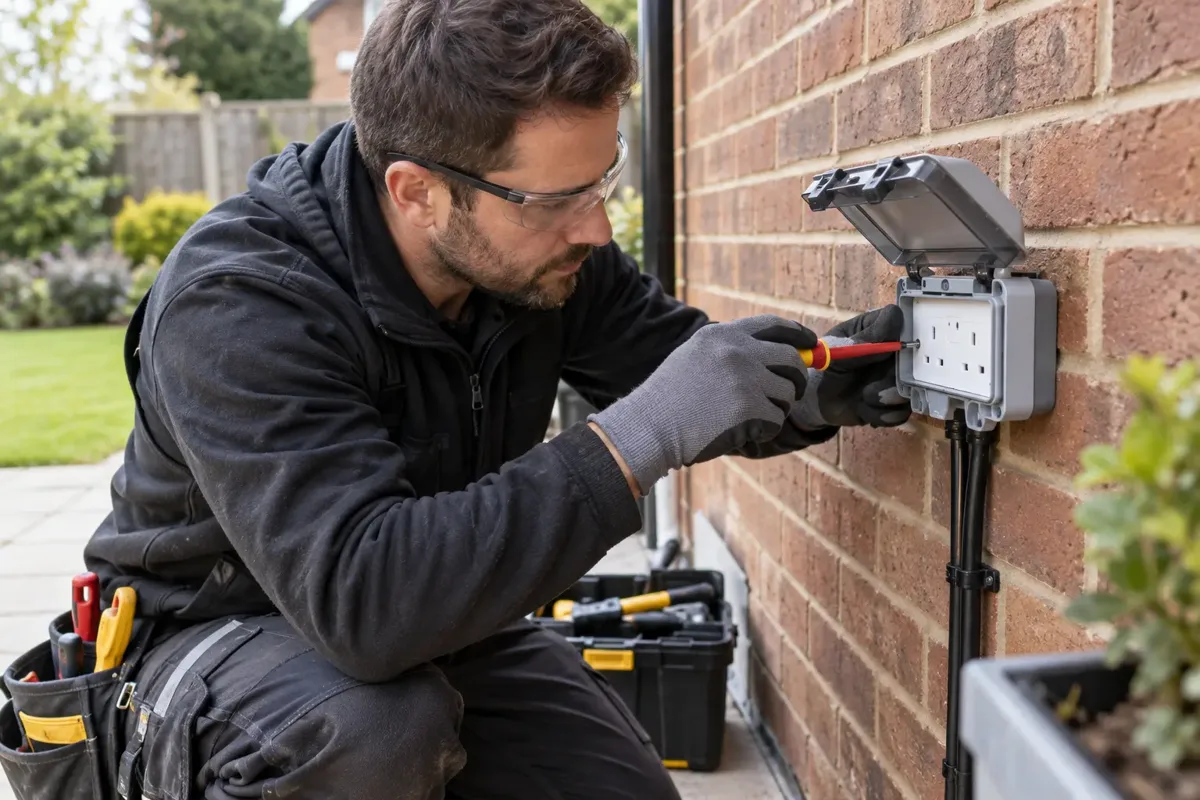 outdoor electrics carried out by a qualified electrician