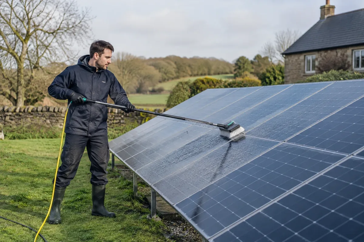 Ground mounted solar cleaning work