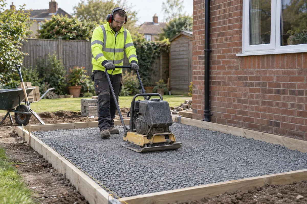 Concrete slab installation work